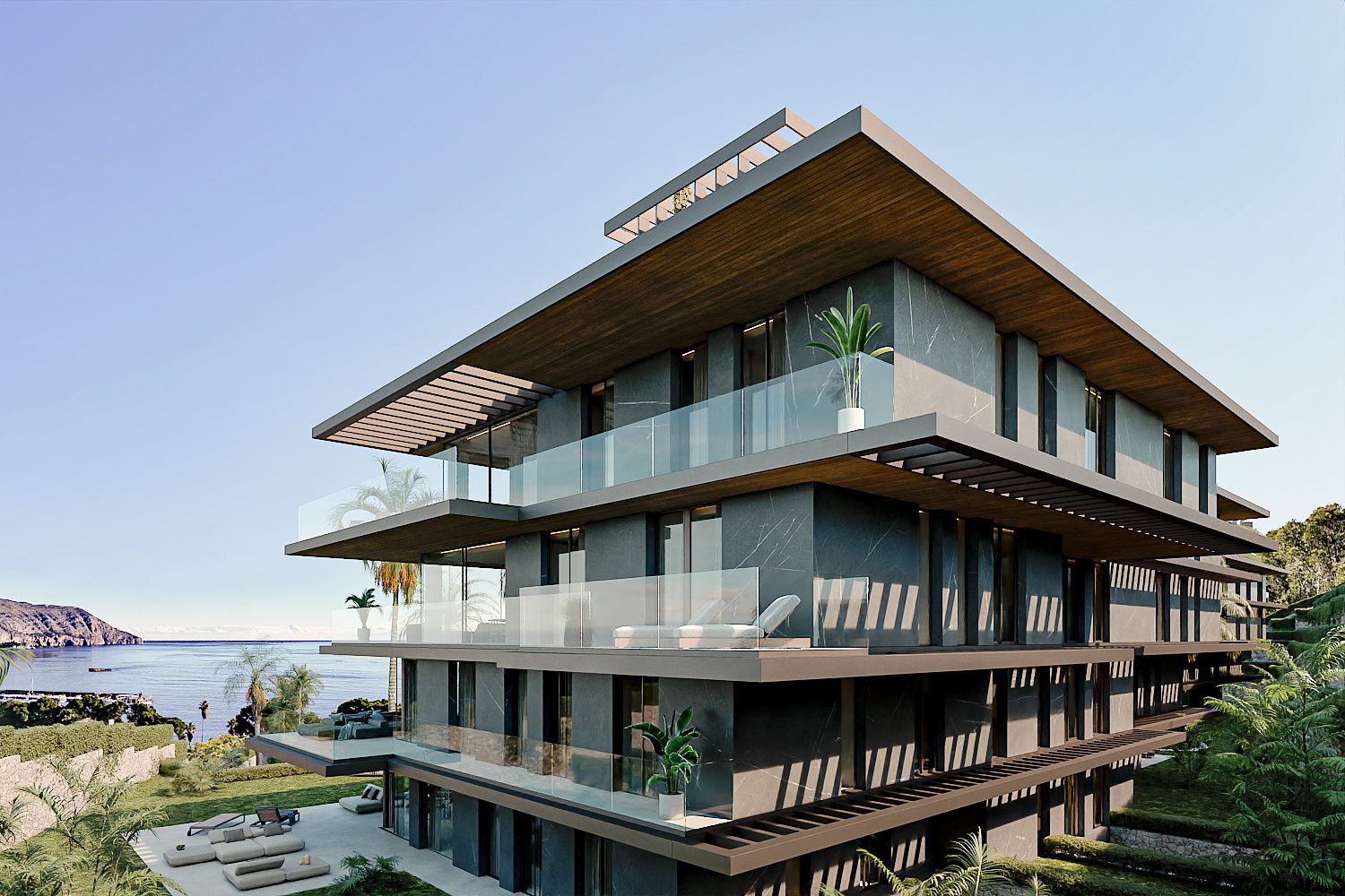 Modern penthouse architecture with sea and garden views in Porto Senso, Altea - The Estates
