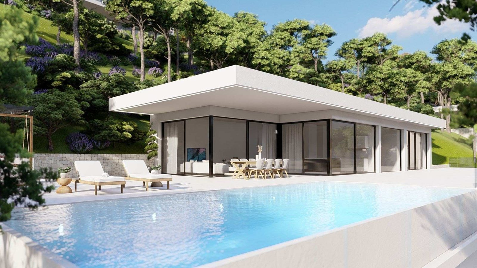 Modern villa with pool and landscaped hillside garden of a 4-bedroom villa in Altea - The Estates