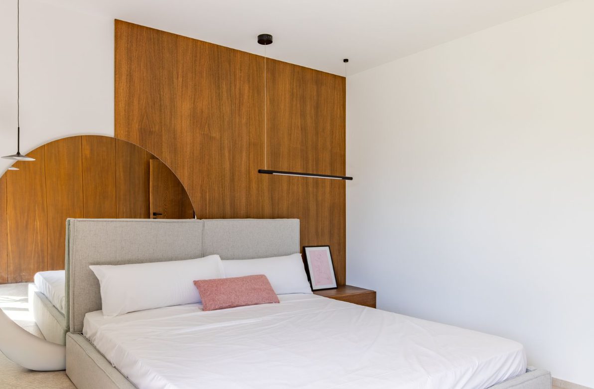 Stylish bedroom interior of a 5-bedroom villa in Benitachell - The Estates