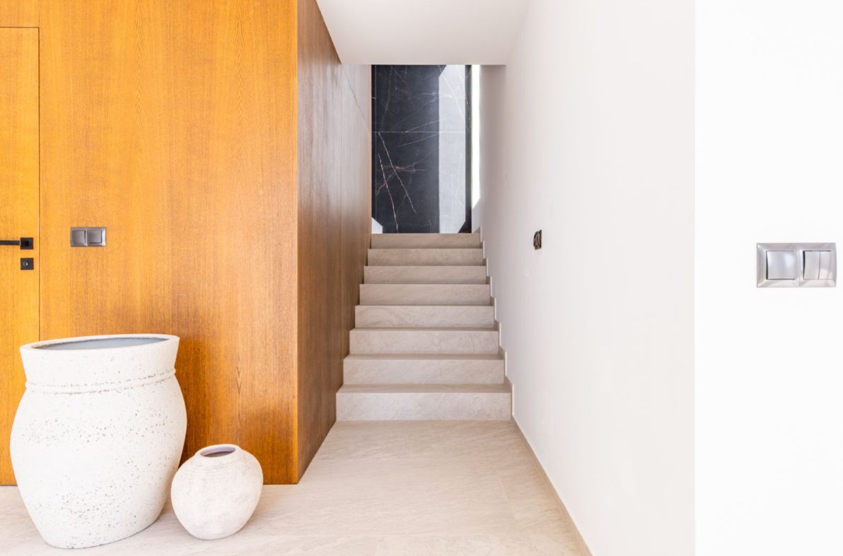 Stylish interior hallway and staircase of a 5-bedroom villa in Benitachell - The Estates