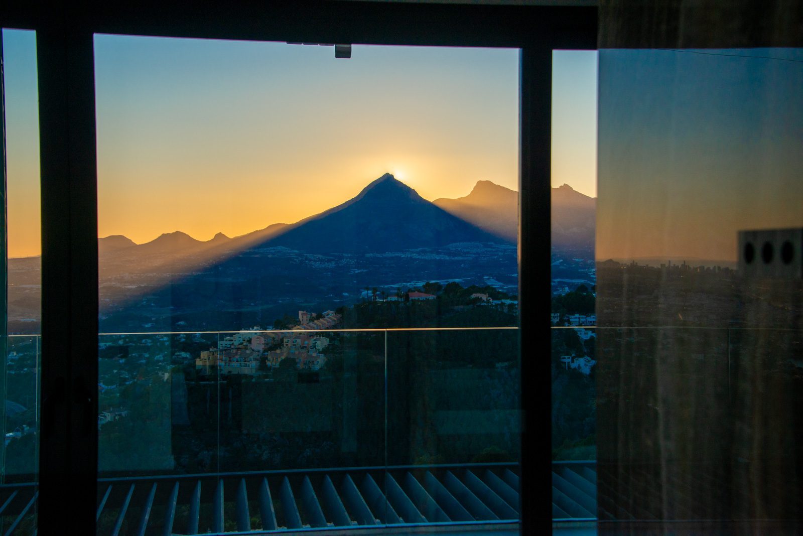 Sunset mountain views through