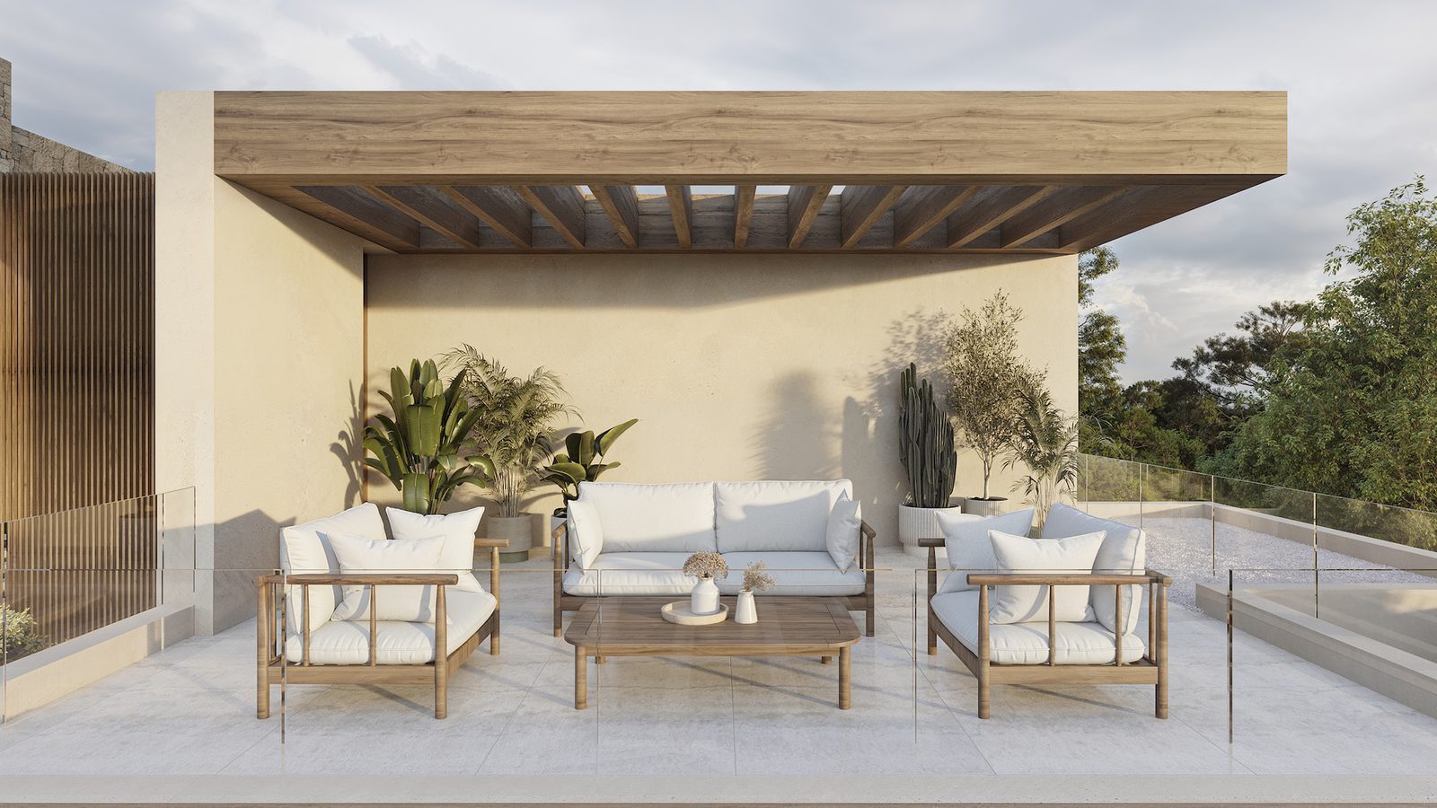 Covered terrace with outdoor seating of a 4-bedroom villa in Benissa - The Estates