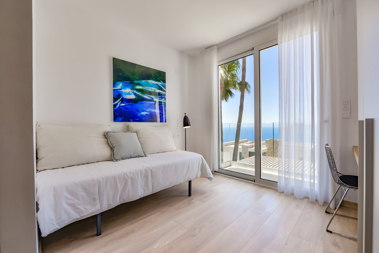 A bright bedroom with sea views in a 3-bedroom villa in Altea - The Estates