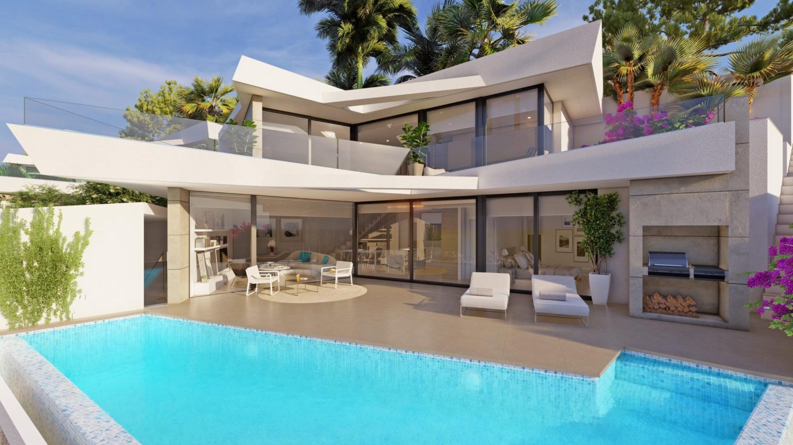 Modern villa with pool, terrace, outdoor lounge and barbecue in Benitachell of a 3-bedroom villa in Benitachell - The Estates