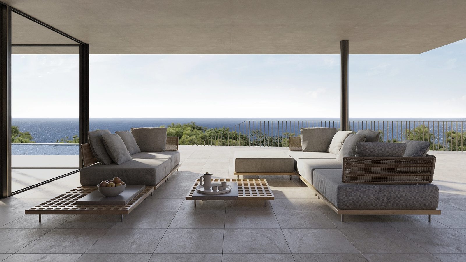 Open-plan lounge with terrace and panoramic sea views of a 4-bedroom villa in Benissa - The Estates