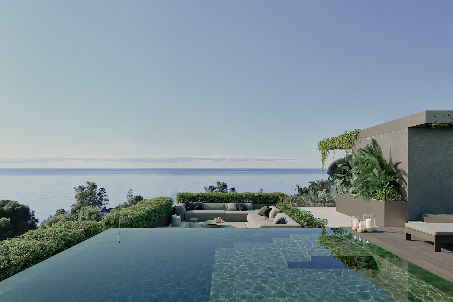 Panoramic sea views and a luxurious pool area of a 3-bedroom apartment in Altea - The Estates
