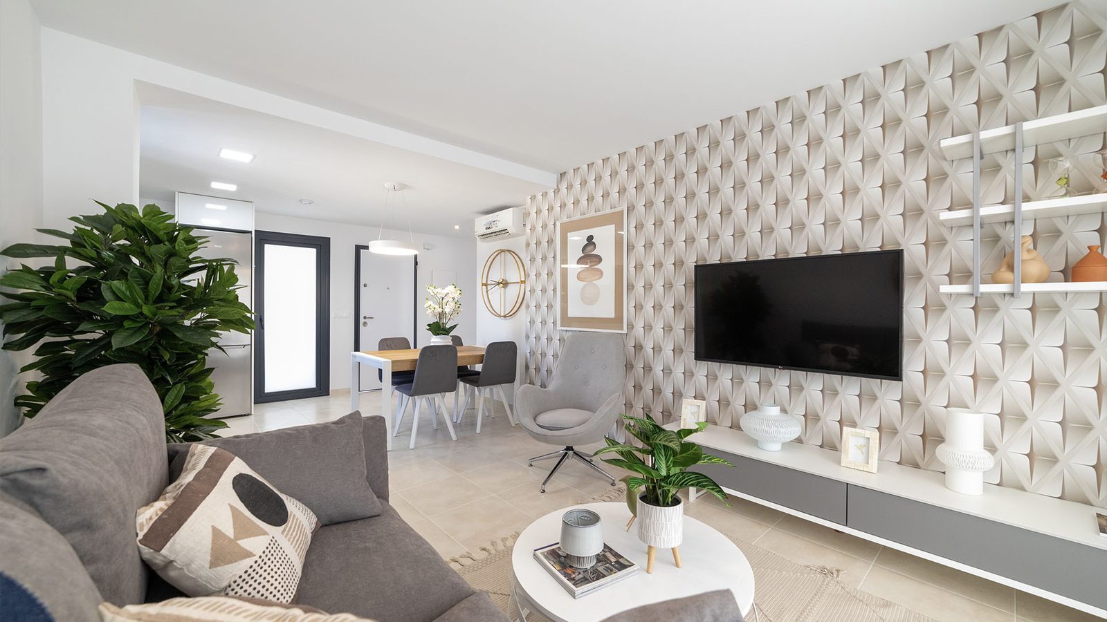 Modern living and dining room with