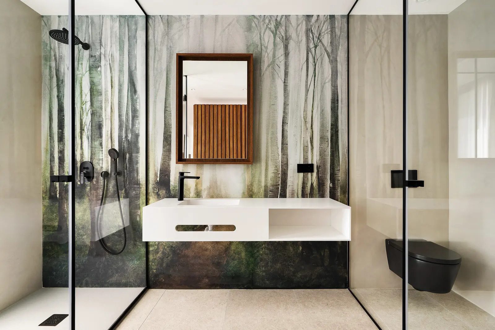 Modern bathroom design with a walk-in shower and stylish fixtures in a 4-bedroom villa in La Nucia - The Estates