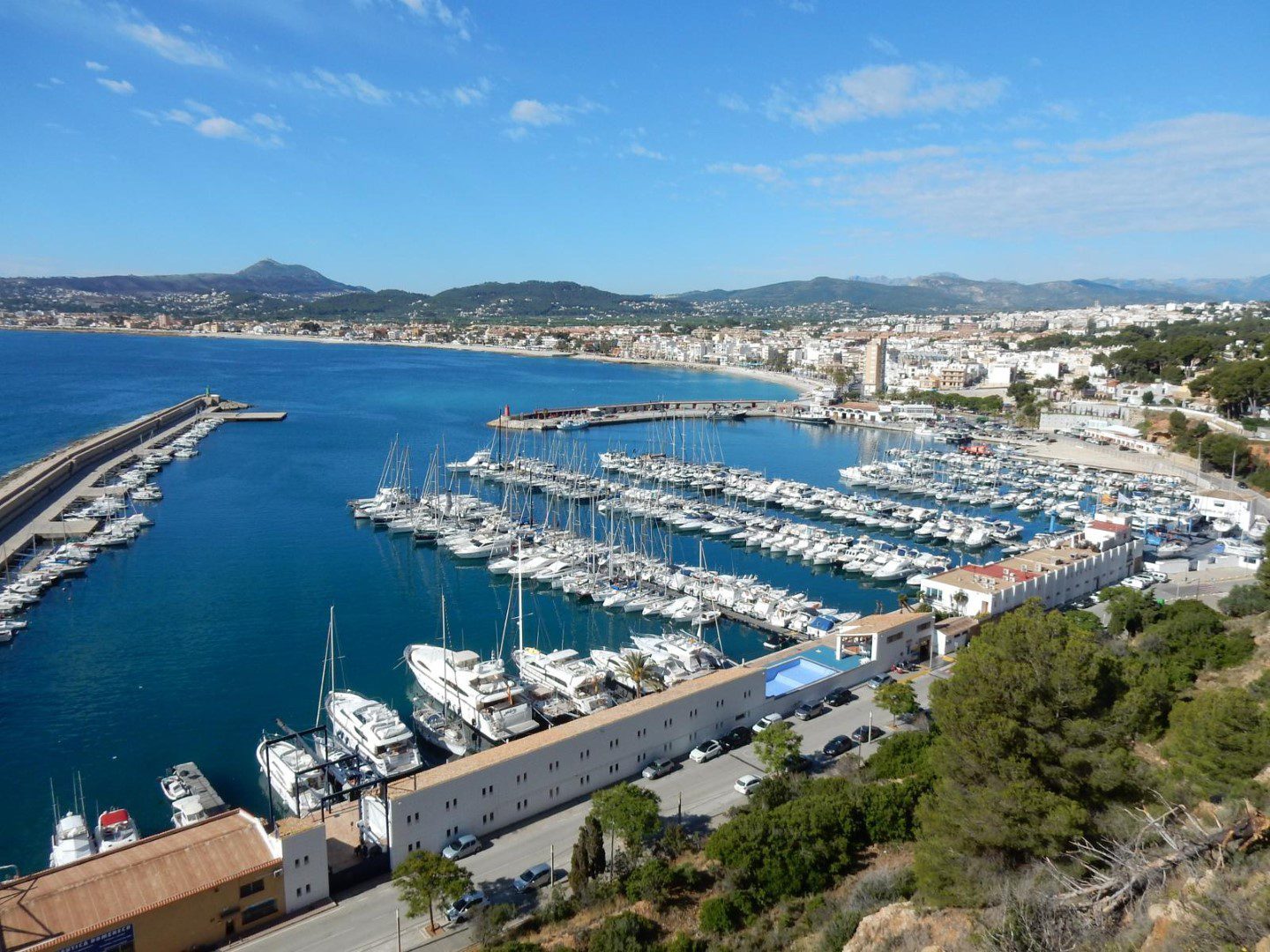 Aerial view of Jávea marina, harbour and coastline from a 4-bedroom
