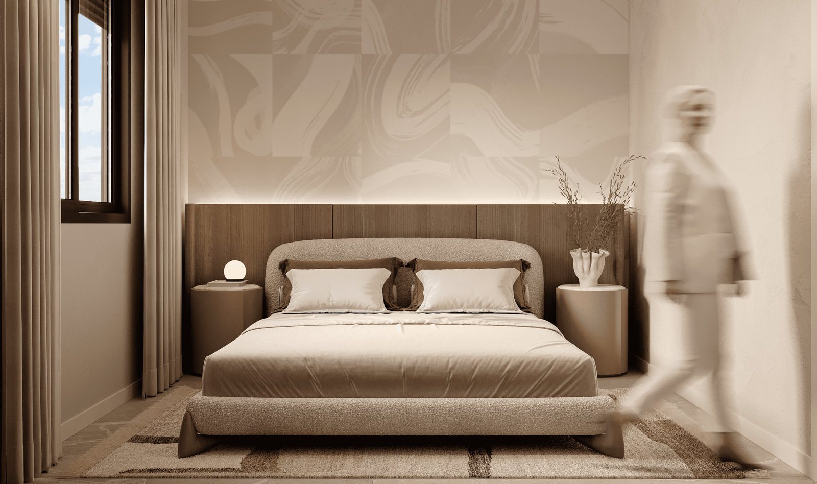 Stylish bedroom interior of a 2-bedroom apartment in Finestrat - The Estates