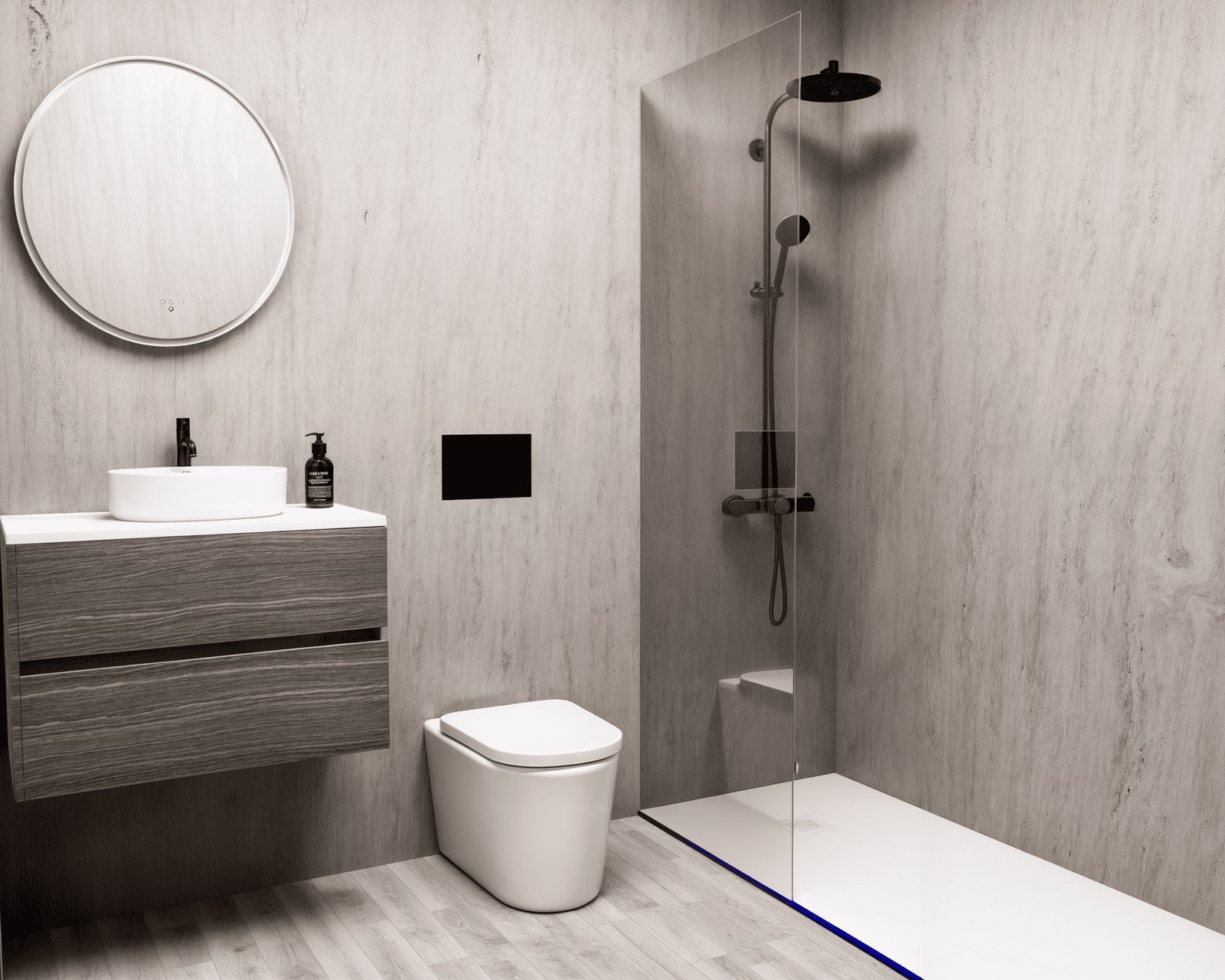 Modern bathroom design with a walk-in shower in a 2-bedroom penthouse in Finestrat - The Estates