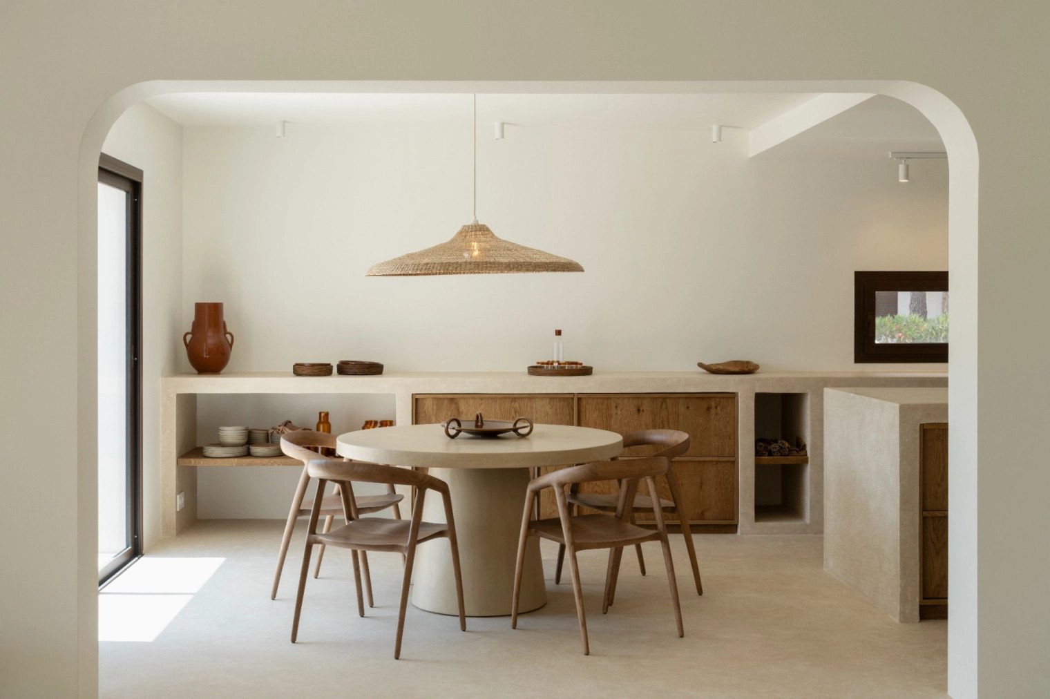 Stylish dining area with a round table in a 5-bedroom villa in Benissa - The Estates
