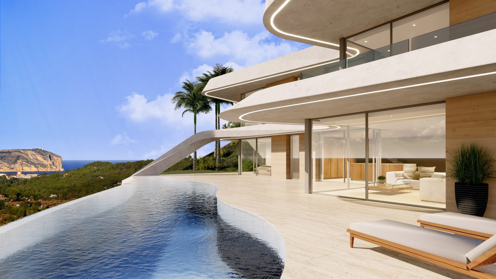Infinity pool and modern exterior of a 4-bedroom villa in Jávea with