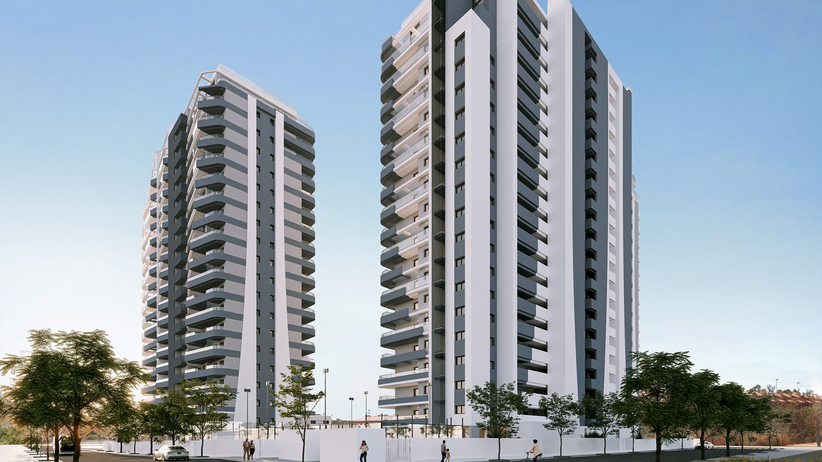 Exterior view of a modern apartment building in a 3-bedroom apartment in Canet den Berenguer - The Estates