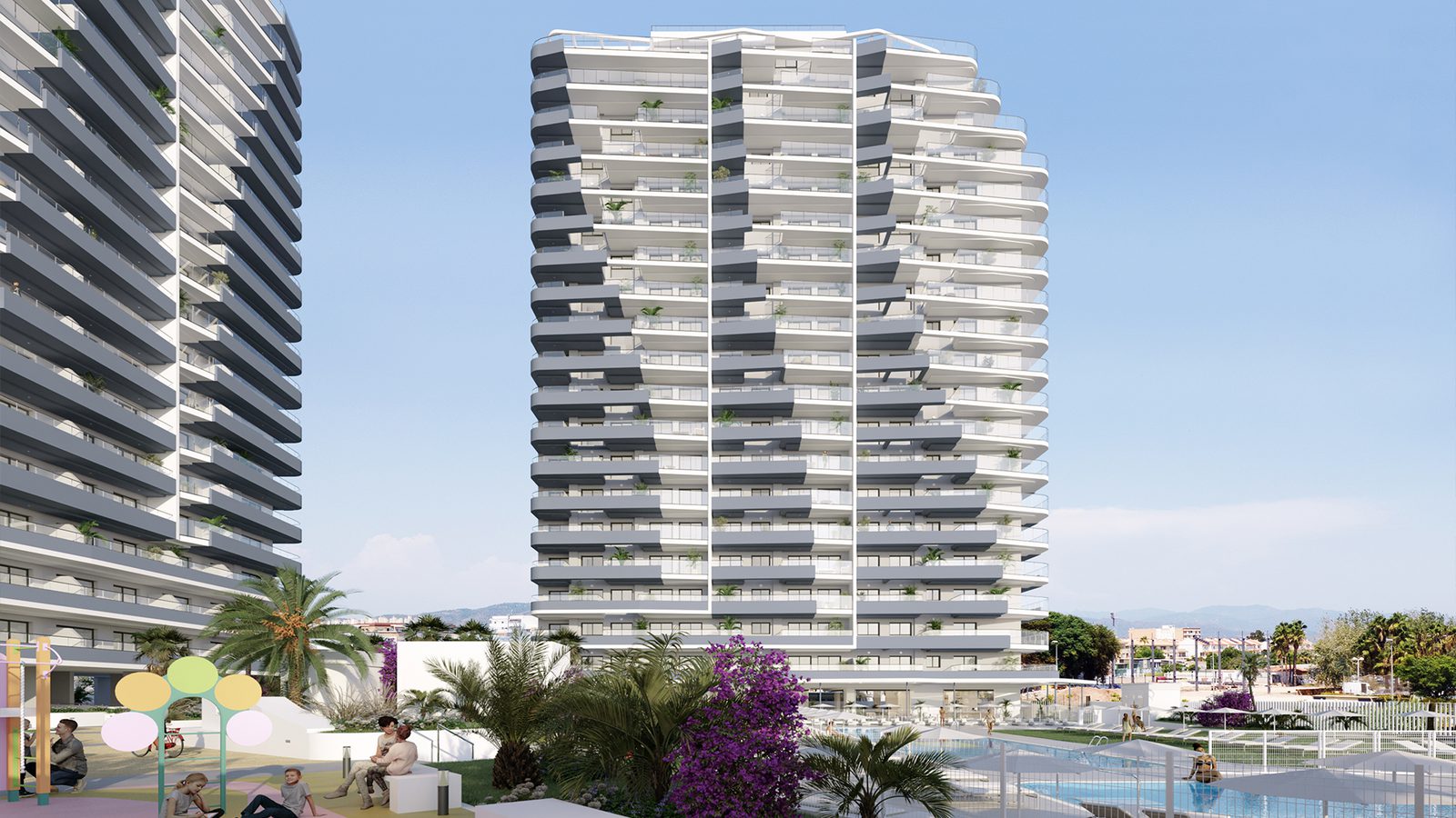 Exterior view of a modern apartment building in Canet den Berenguer - The Estates