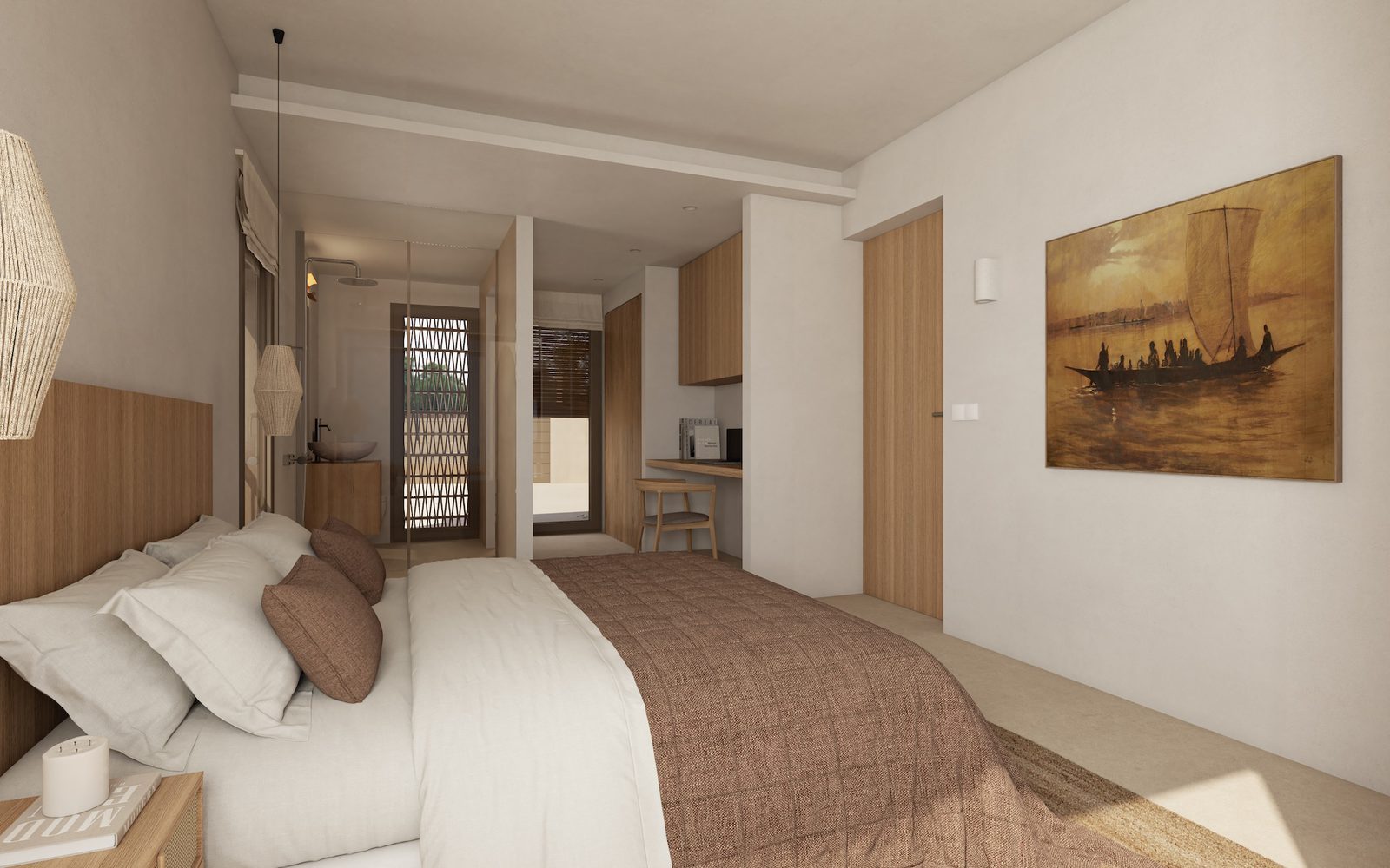 Contemporary bedroom with ensuite,