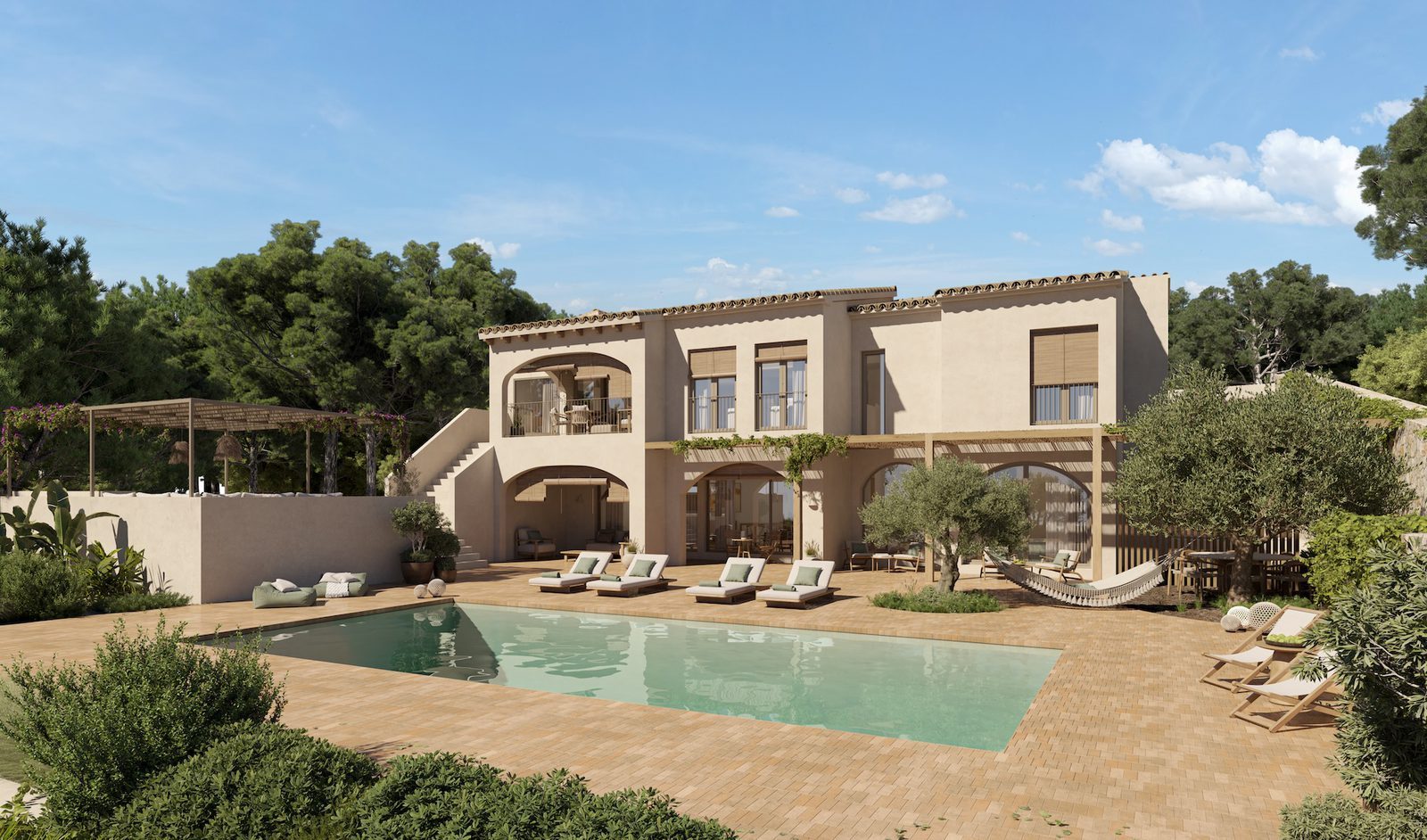 Exterior pool and garden of a 4-bedroom villa in Benissa - The Estates
