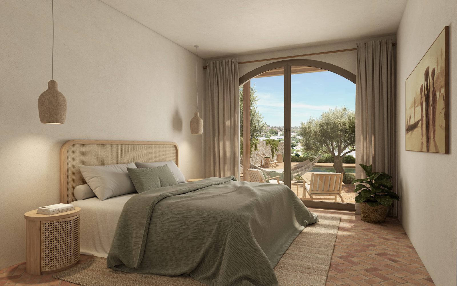 Bedroom with garden