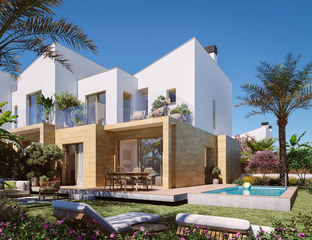 A modern townhouse with a pool and garden, offering sea, mountain, and garden views - The Estates