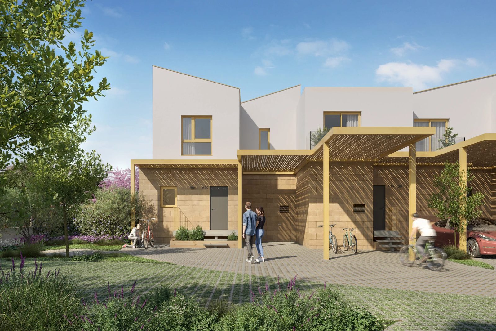 Exterior view of a 3-bedroom townhouse with a garden and mountain views in El Verger - The Estates