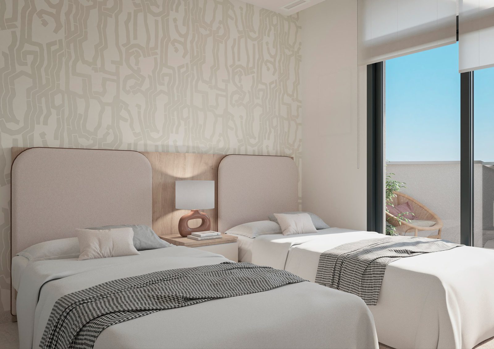 Stylish bedroom with sea views in a 4-bedroom apartment in Benidorm - The Estates
