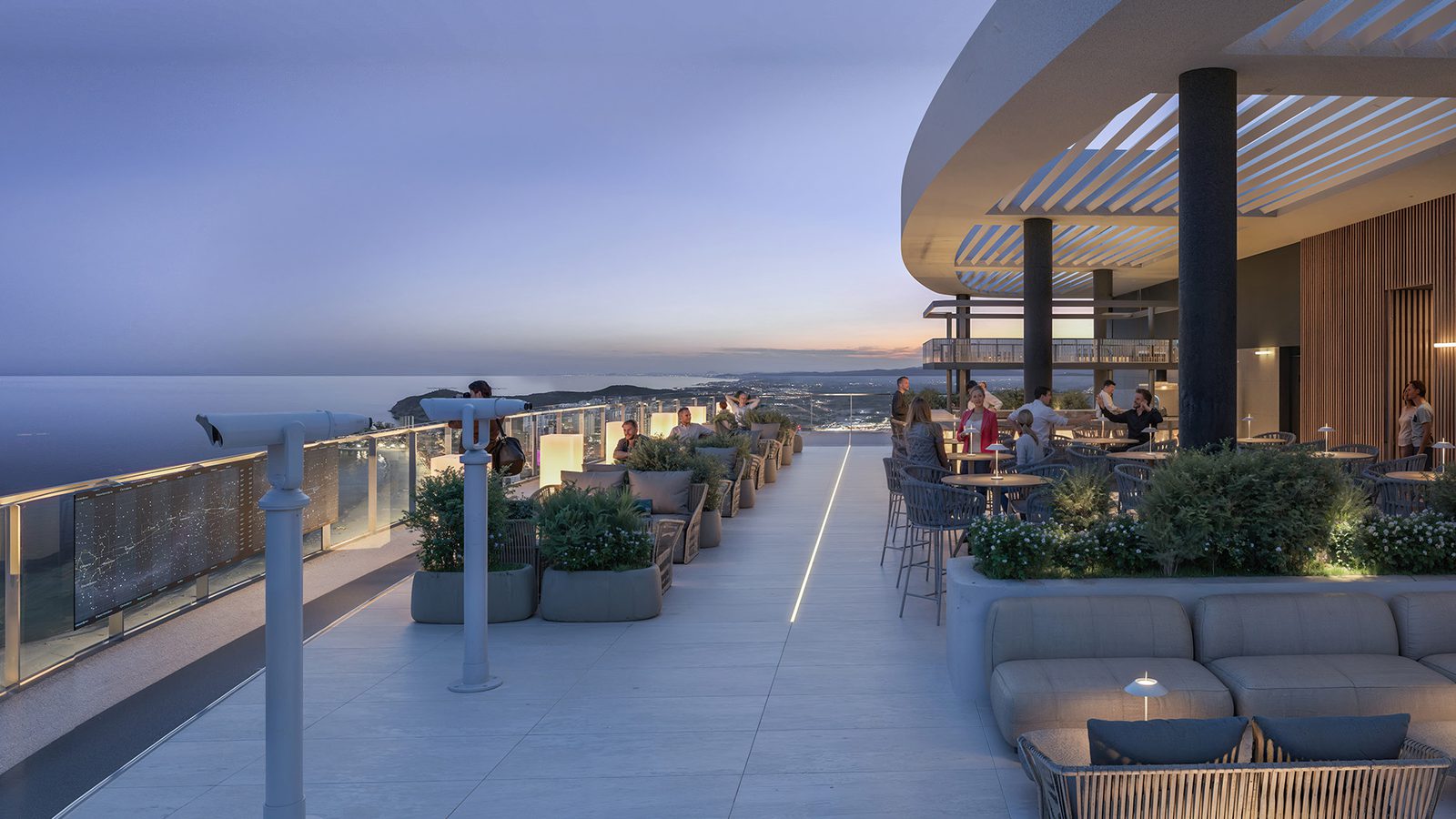 Rooftop terrace with panoramic sea views of a 4-bedroom apartment in Benidorm - The Estates