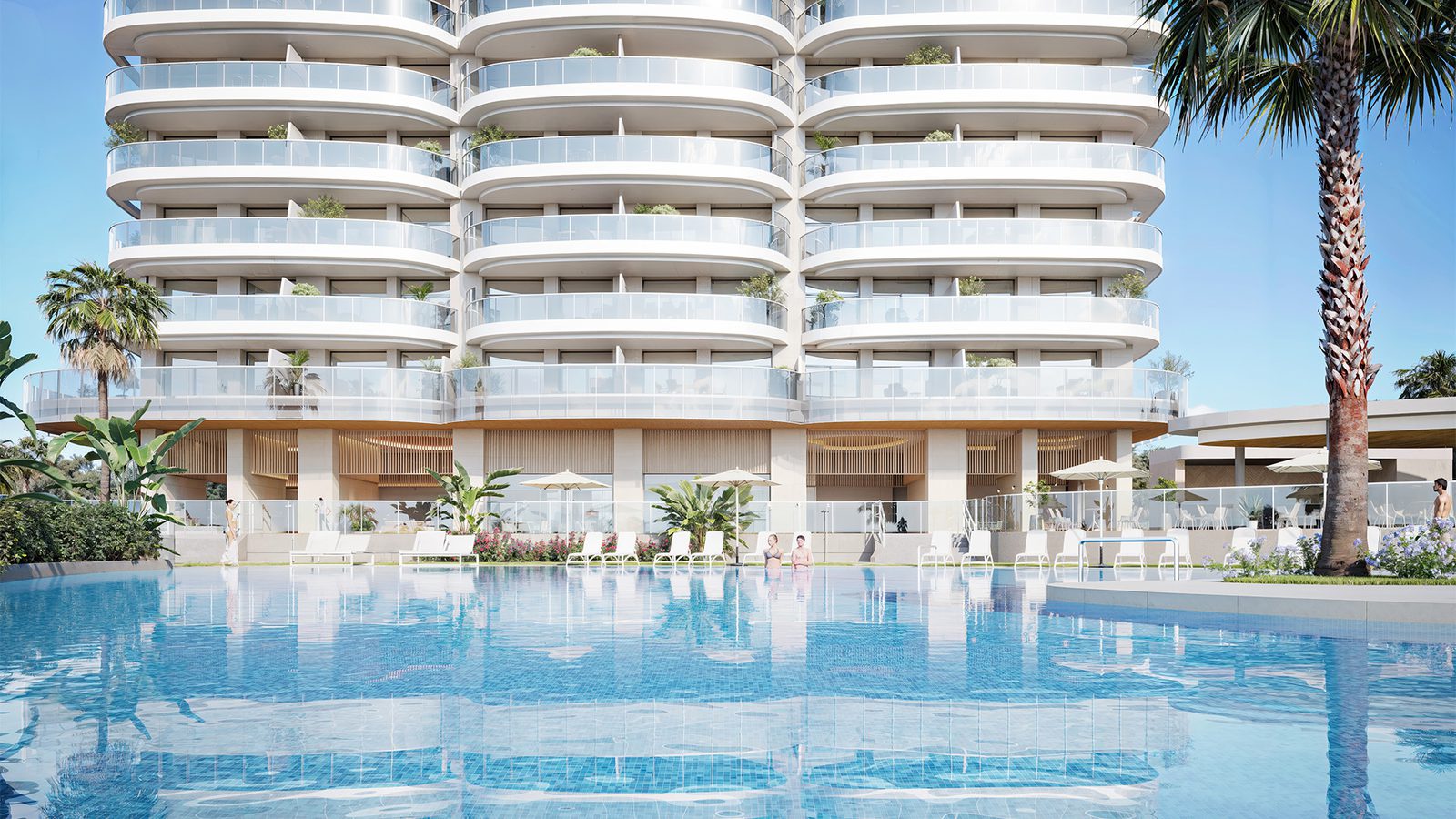 Pool area and exterior view of a 4-bedroom apartment in Benidorm - The Estates