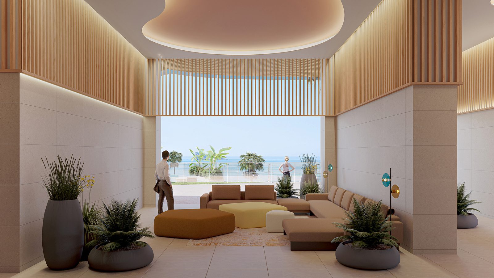 Stylish living room with sea views in a 4-bedroom apartment in Benidorm - The Estates