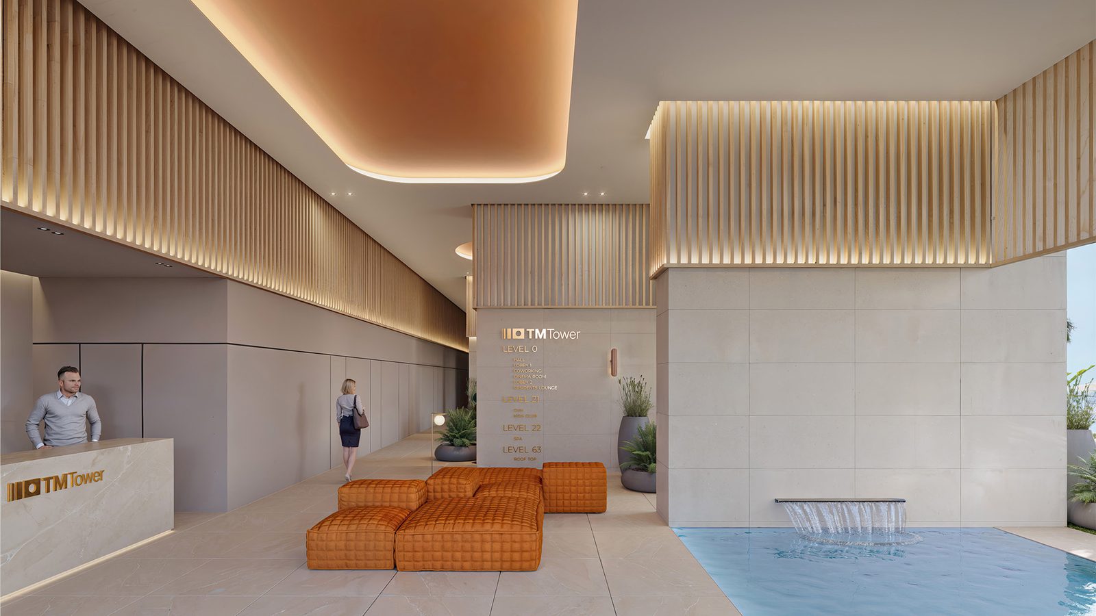 Stylish lobby with reception and seating area of a 4-bedroom apartment in Benidorm - The Estates