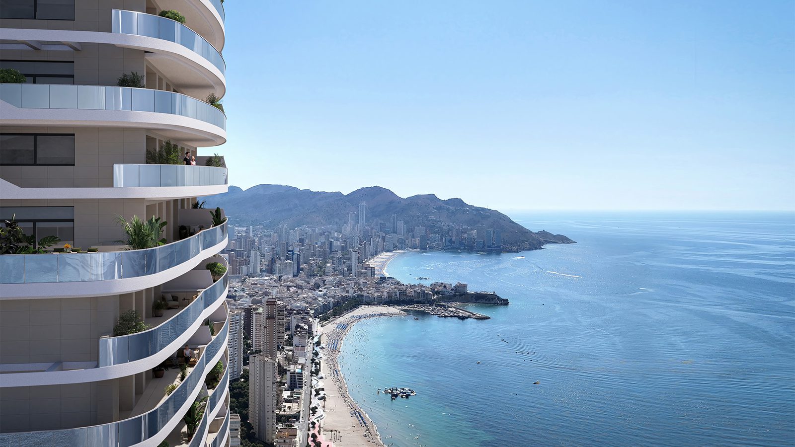 Panoramic sea views from a 4-bedroom apartment in Benidorm, overlooking the coastline - The Estates