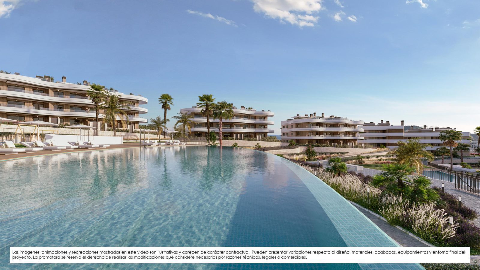 A view of the pool and surrounding buildings of a 2-bedroom penthouse in Finestrat - The Estates