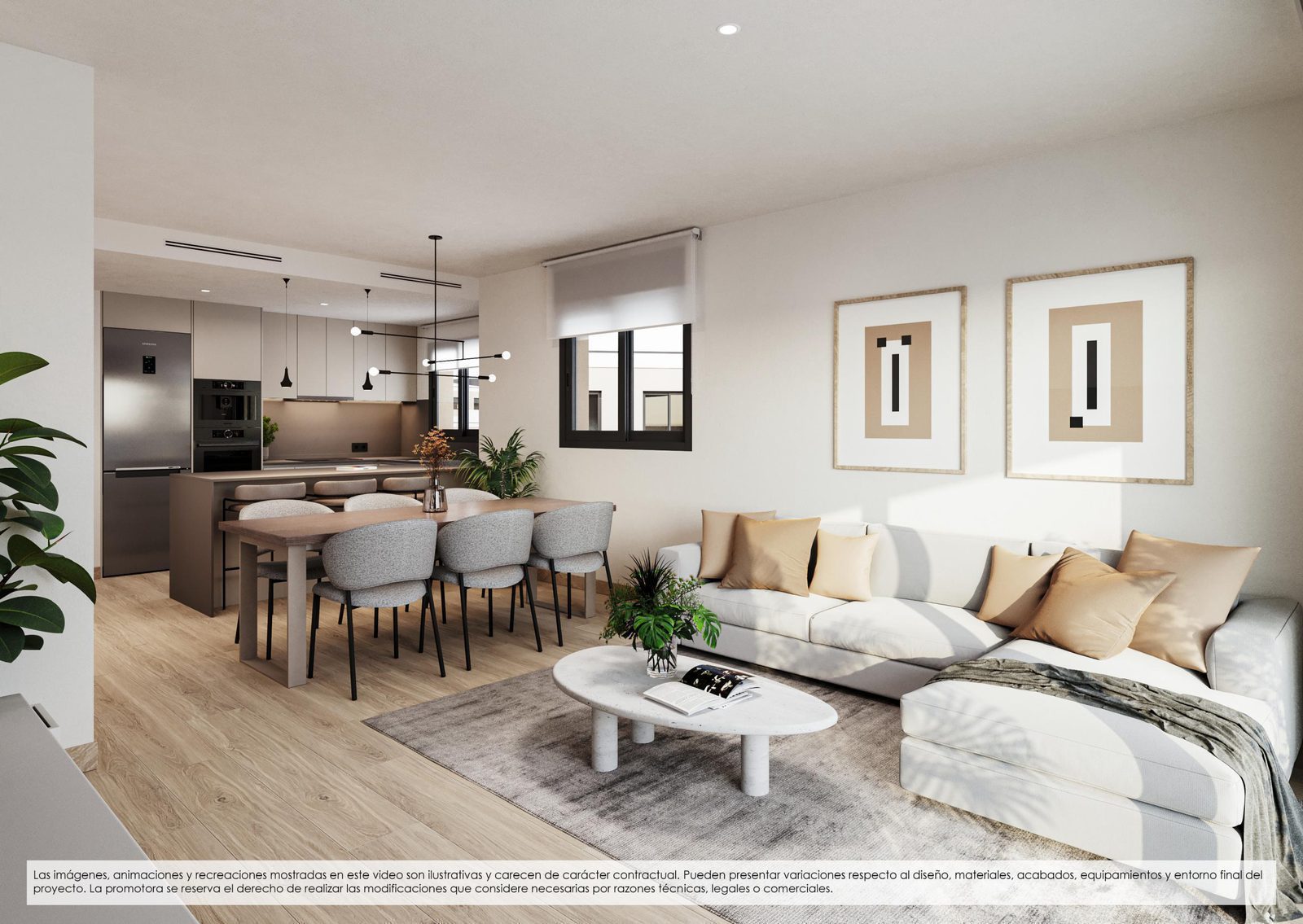 Stylish living room with modern furnishings in a 2-bedroom penthouse in Finestrat - The Estates