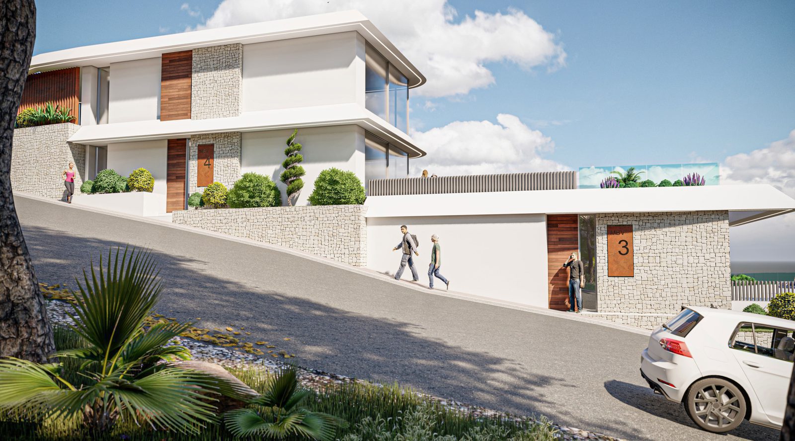 Exterior view of a modern 4-bedroom villa in Calpe with sea views - The Estates