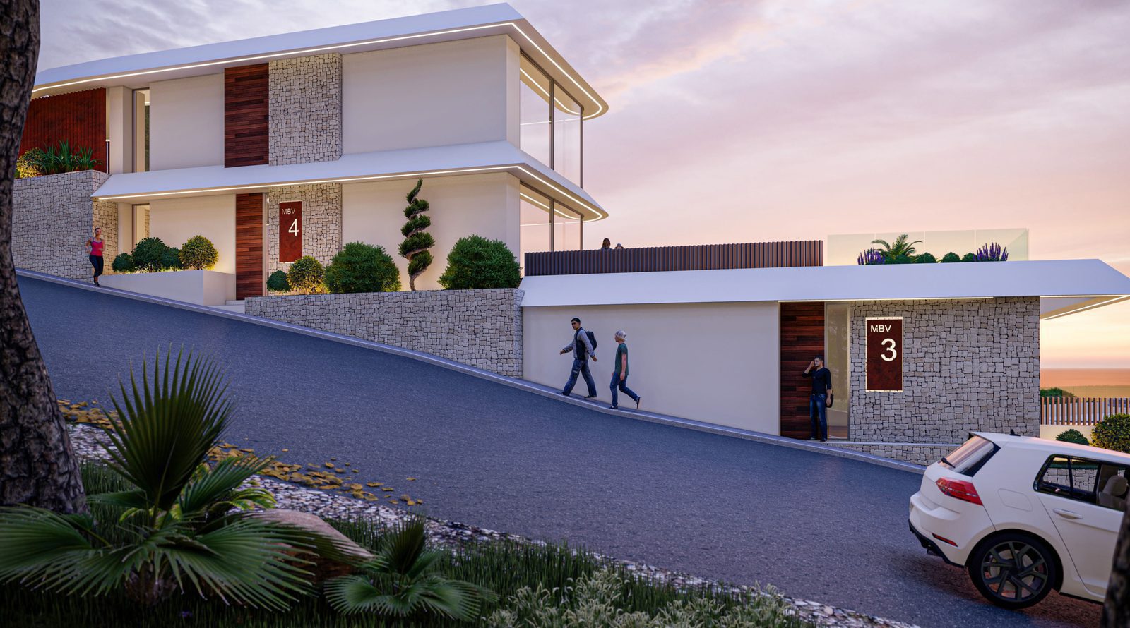 Exterior view of a modern 4-bedroom villa in Calpe with sea views - The Estates