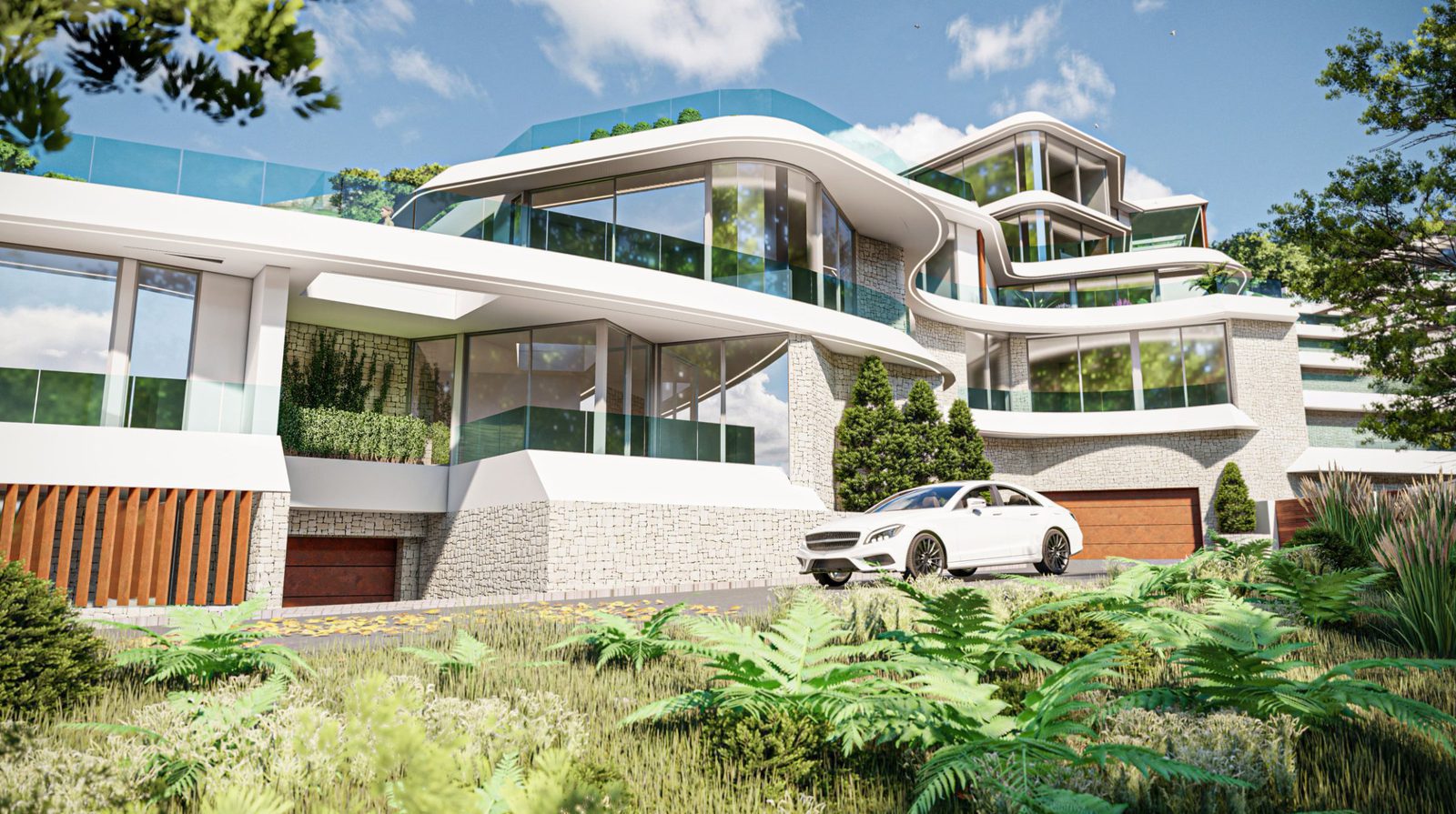 Modern exterior of a 4-bedroom villa with sea views in Calpe - The Estates