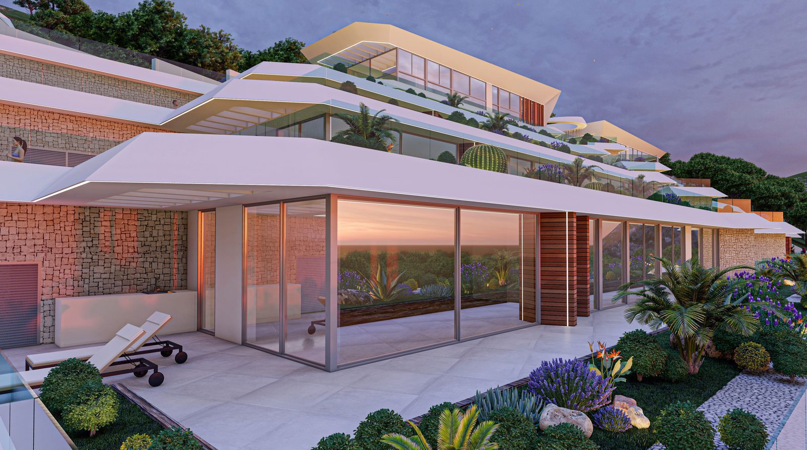 Modern villa exterior with sea views and a pool in Calpe - The Estates