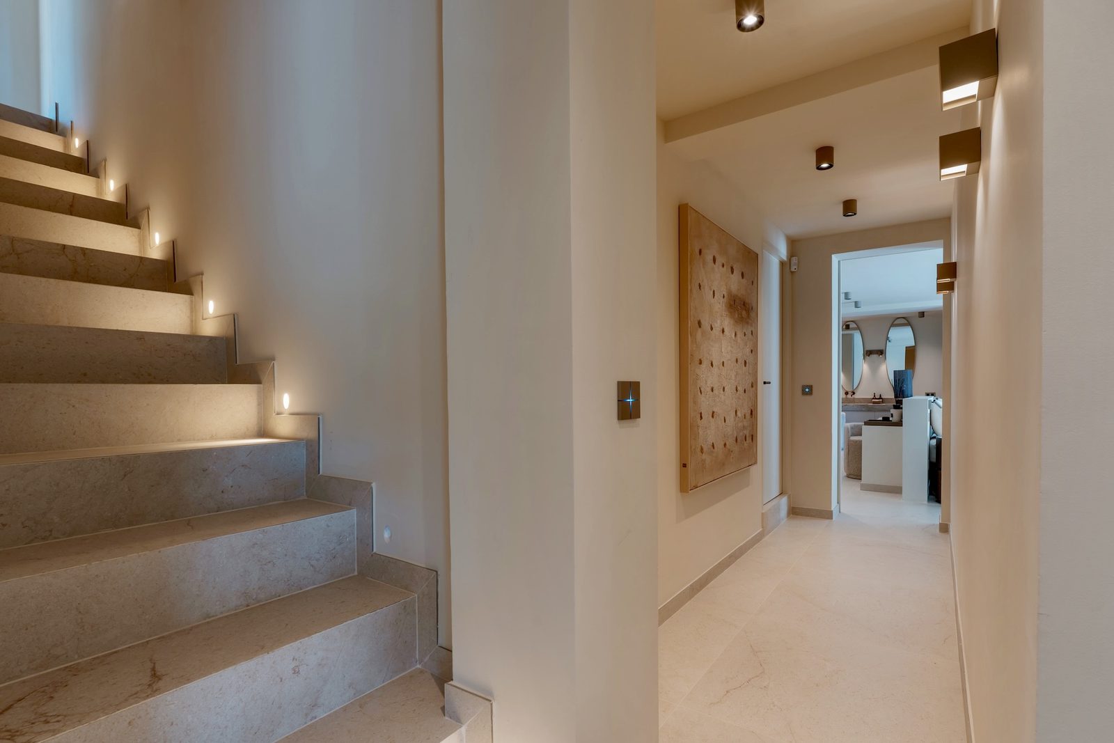 Elegant hallway and staircase in a 4-bedroom villa in Javea - The Estates