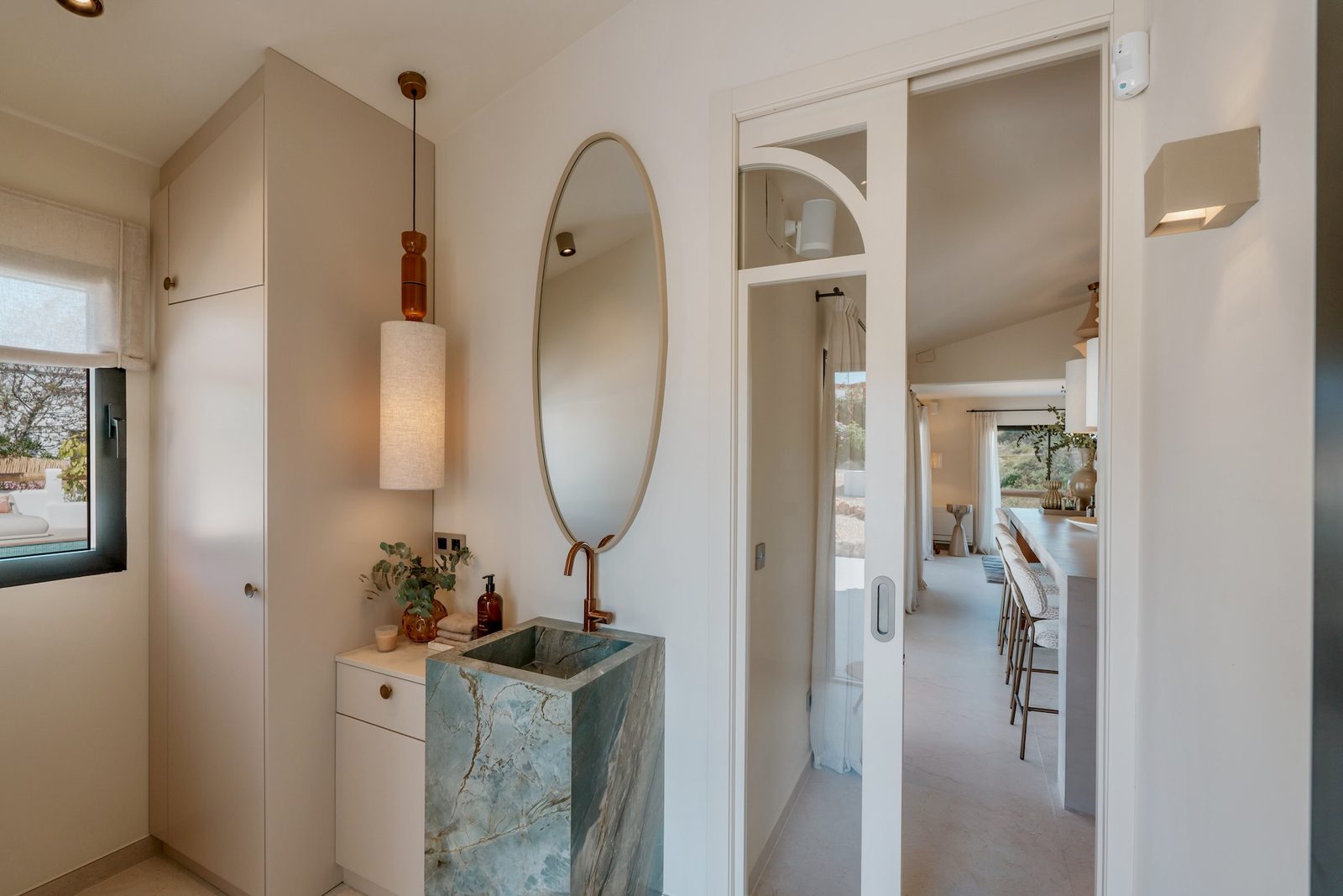 Stylish interior hallway and bathroom details of a 4-bedroom villa in Javea - The Estates