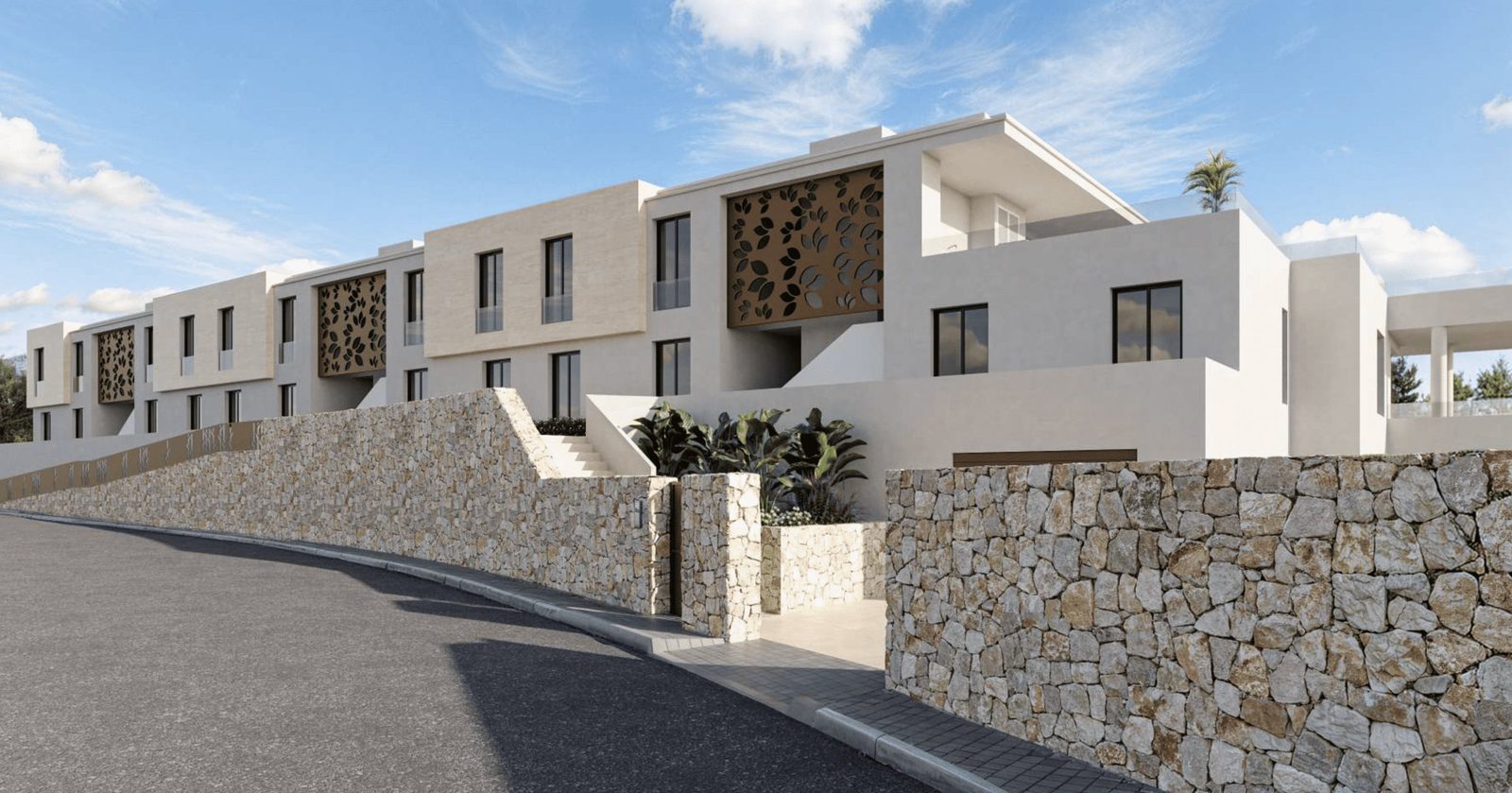 Exterior view of a 2-bedroom penthouse with mountain, golf, and countryside views in Pedreguer - The Estates