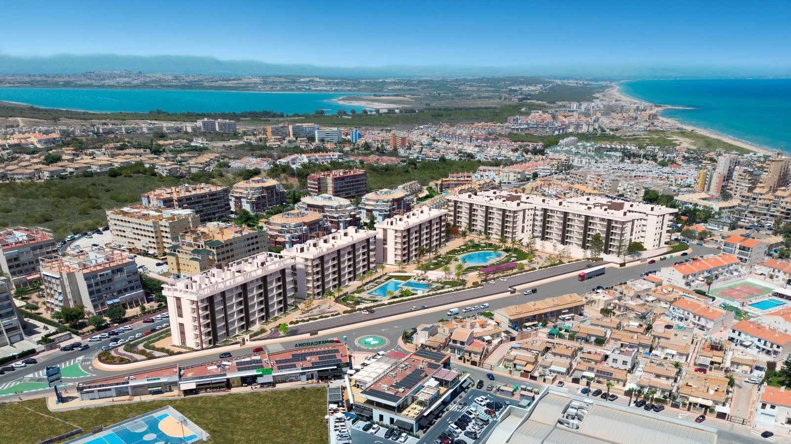 Panoramic sea and garden views from a 3-bedroom penthouse in Torrevieja - The Estates