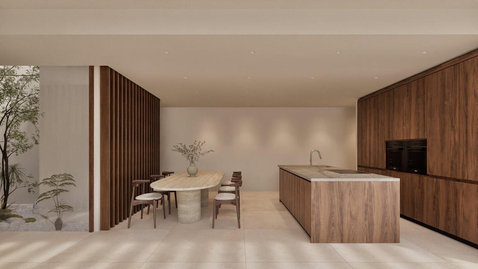 Modern kitchen and dining area of a 4-bedroom villa in Denia - The Estates