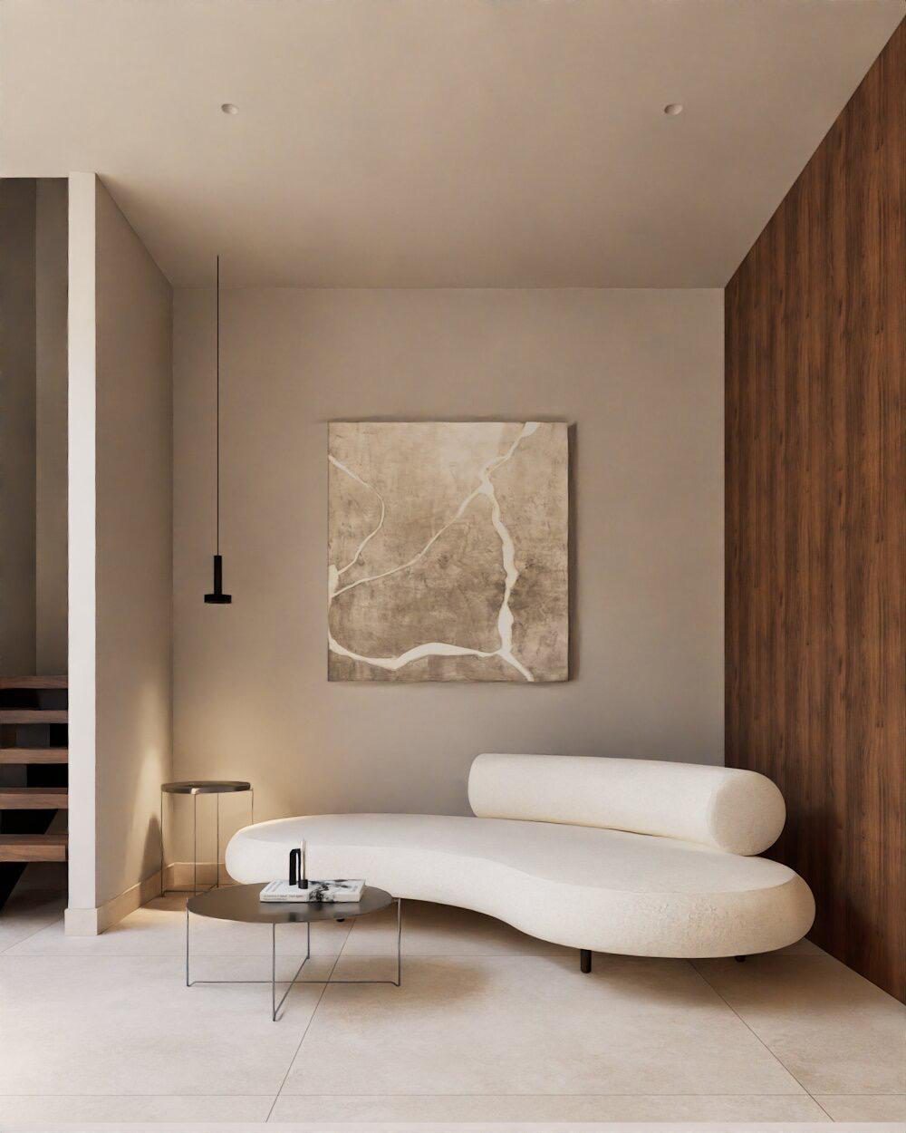 Stylish interior with a modern sofa and artwork in a 4-bedroom villa in Denia - The Estates