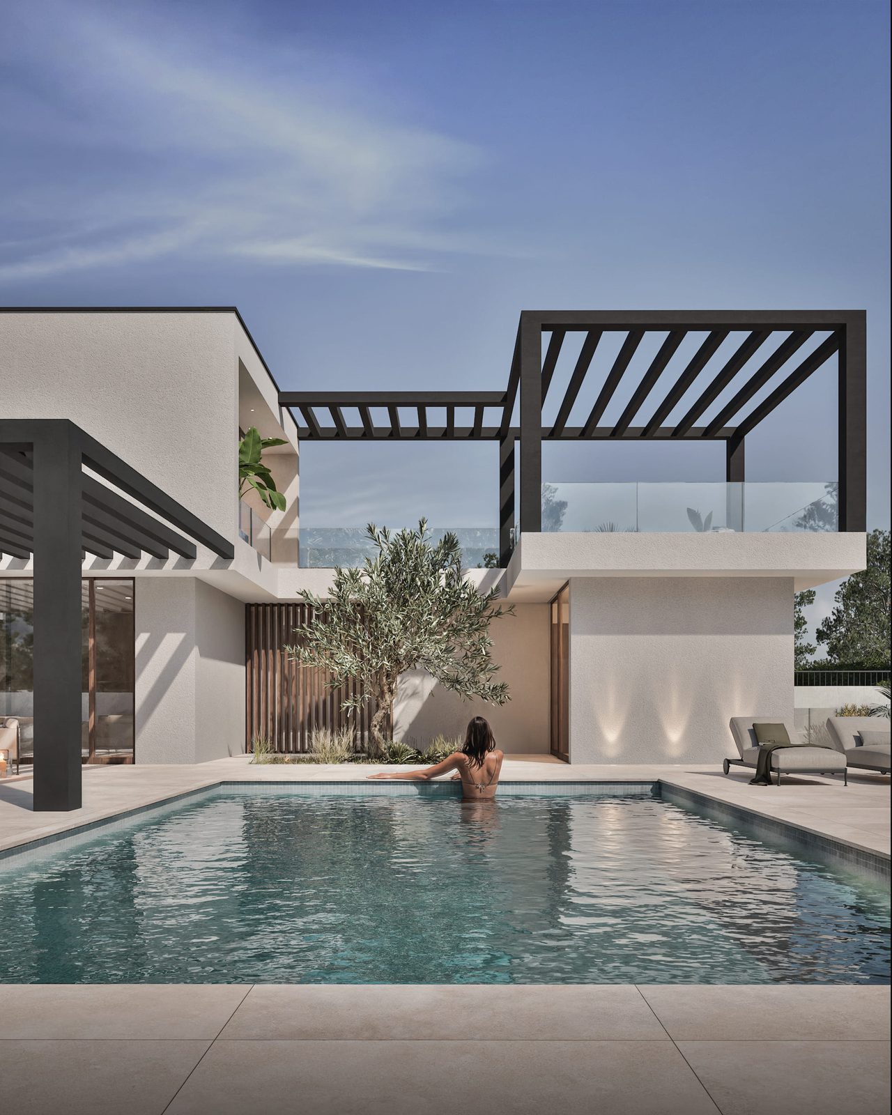 A modern pool and terrace area of a 4-bedroom villa in Denia - The Estates