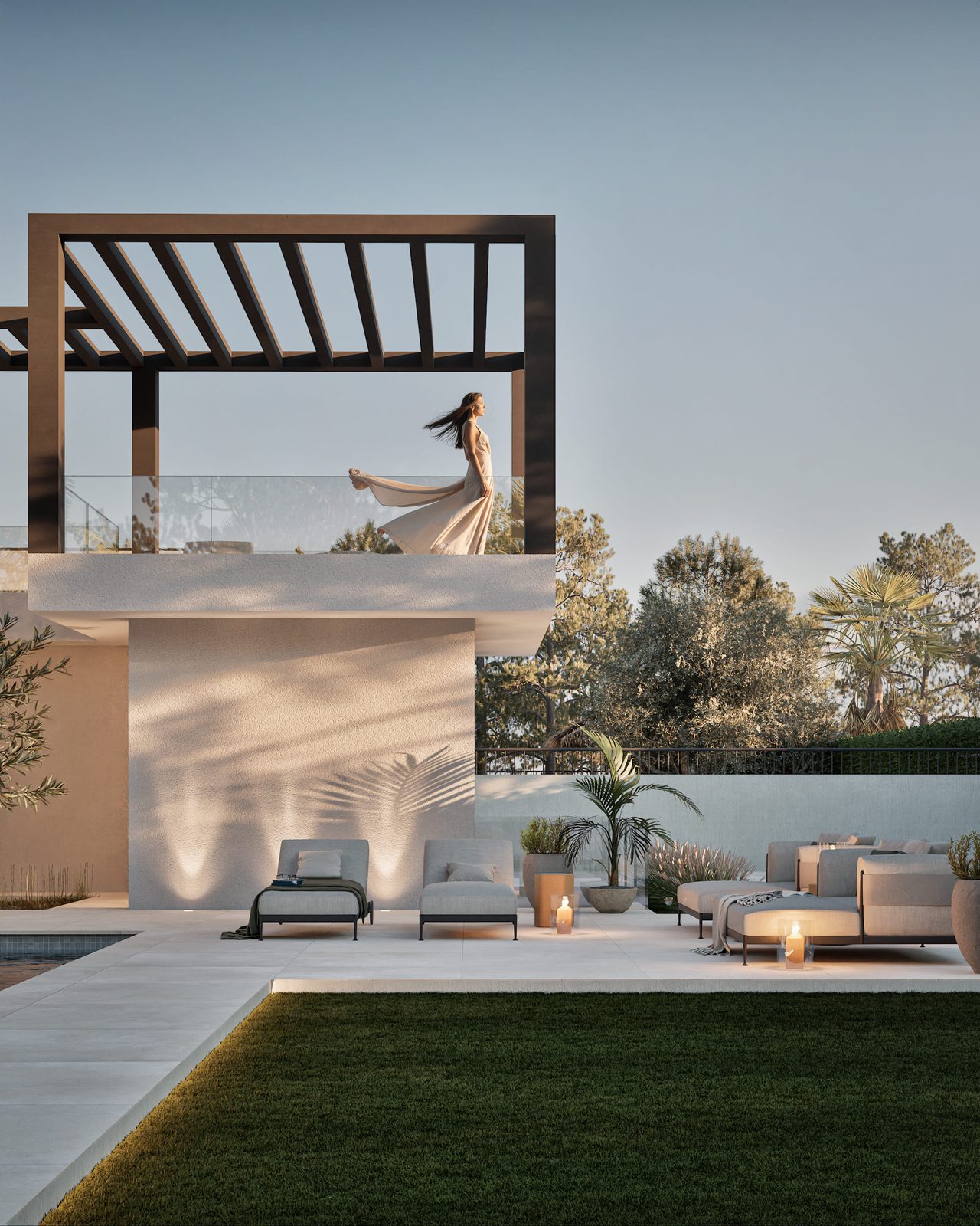Relaxing terrace with lounge seating and garden views of a 4-bedroom villa in Denia - The Estates