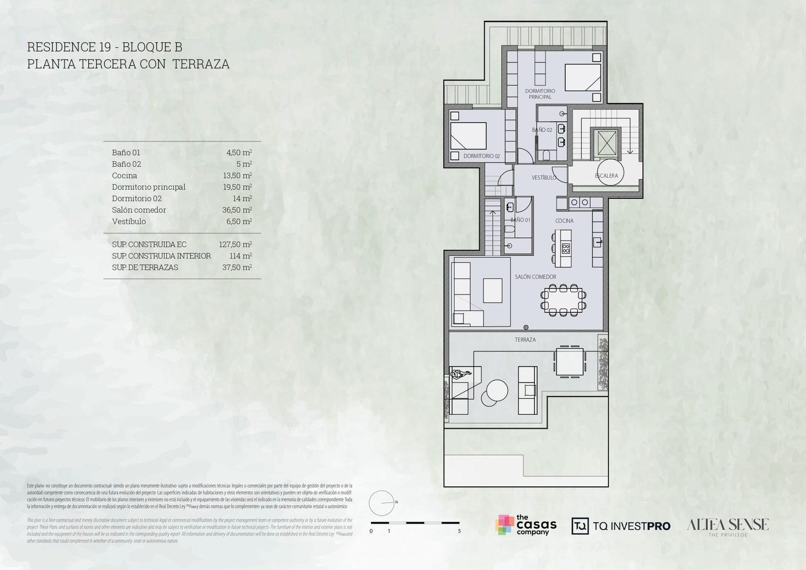 Floor plan of a 2-bedroom penthouse in Altea - The Estates