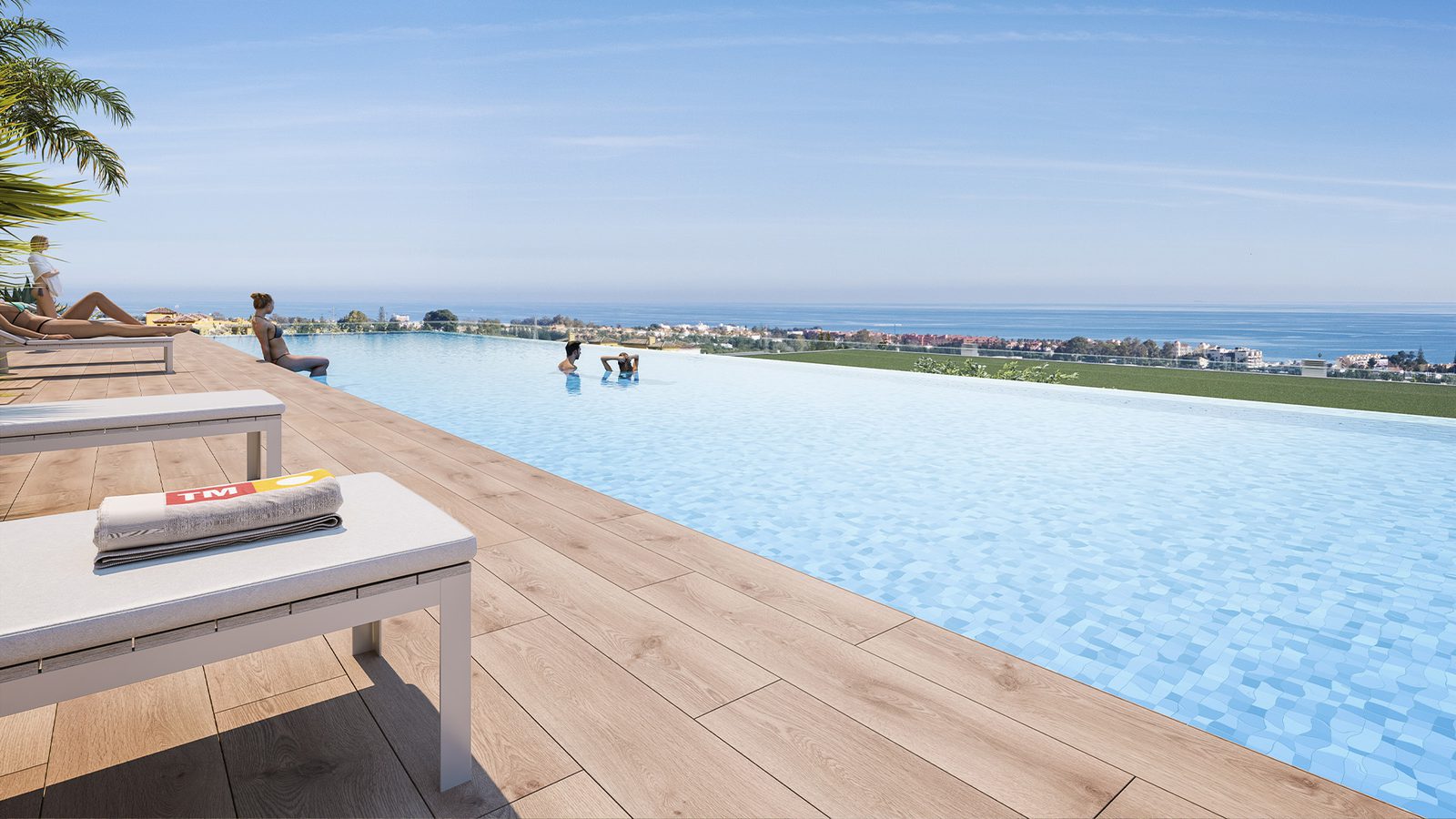 A stunning pool and sea view from a 2-bedroom apartment in Estepona - The Estates