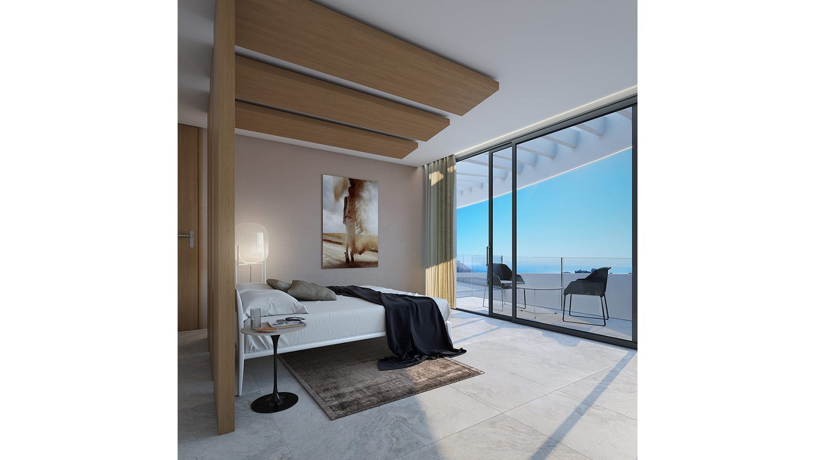 Bright bedroom with terrace and panoramic sea views in a 4-bedroom villa in Altea - The Estates