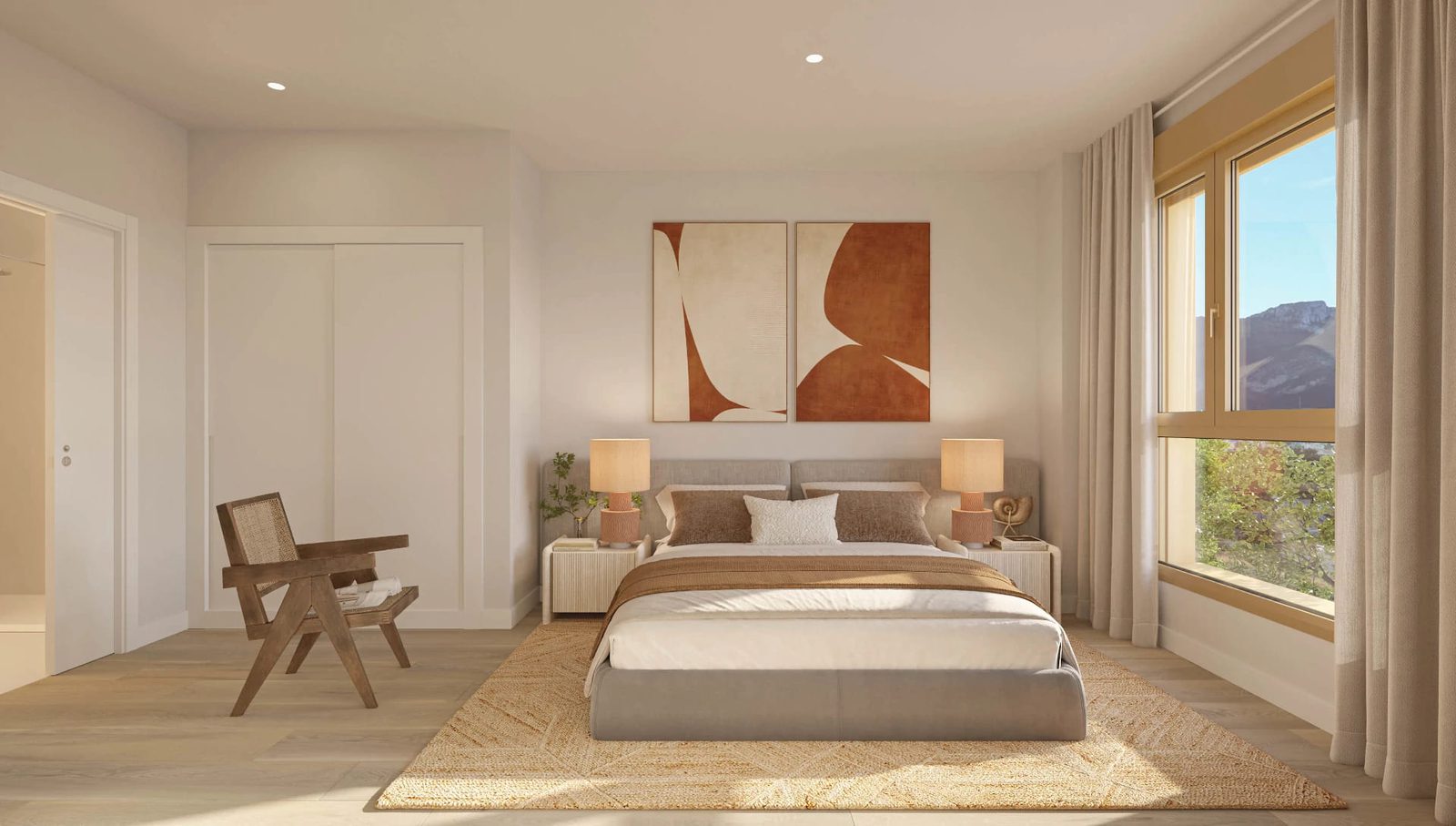 Stylish bedroom with mountain views in a 2-bedroom penthouse in El Verger - The Estates