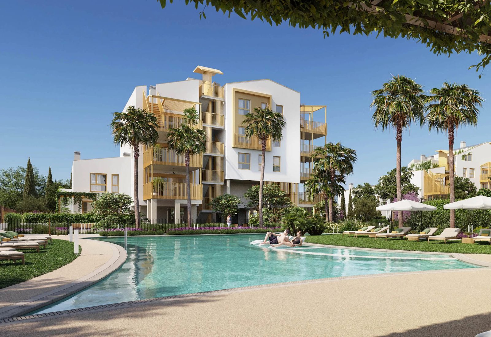Exterior view of a 2-bedroom penthouse with a pool and garden in El Verger - The Estates