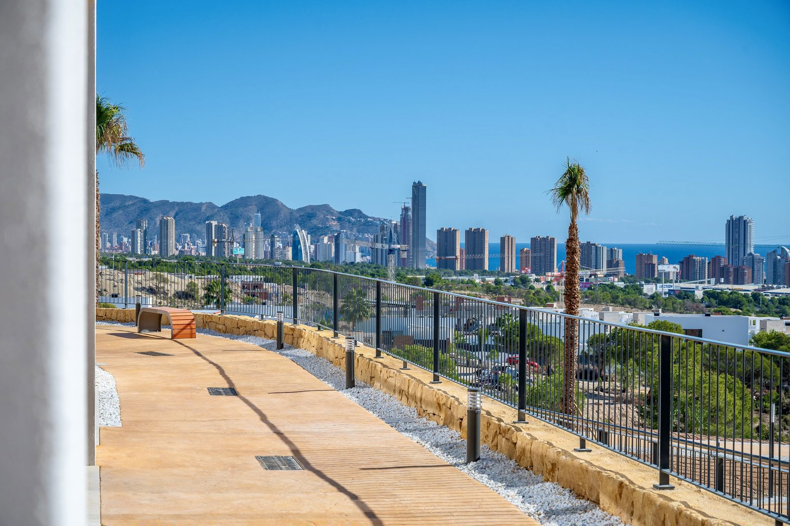 Panoramic sea and city views from the terrace of a 2-bedroom apartment in Finestrat - The Estates